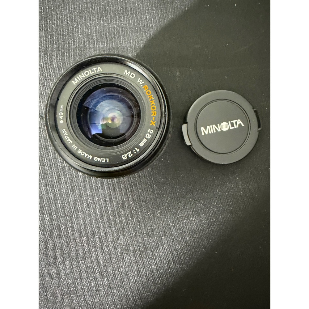 Minolta MD W.ROKKOR-X 28mm f/2.8 Lens Black Excellent Wide Angle Manual Focus